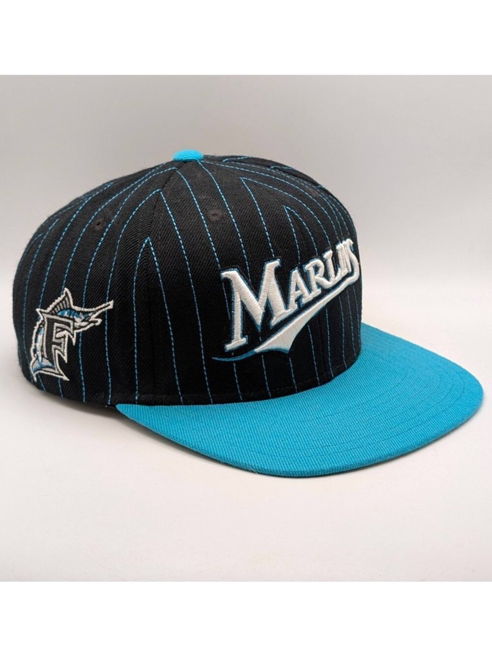 Florida Miami Marlins Pinstripe Snapback American Needle Hat Black MLB Baseball